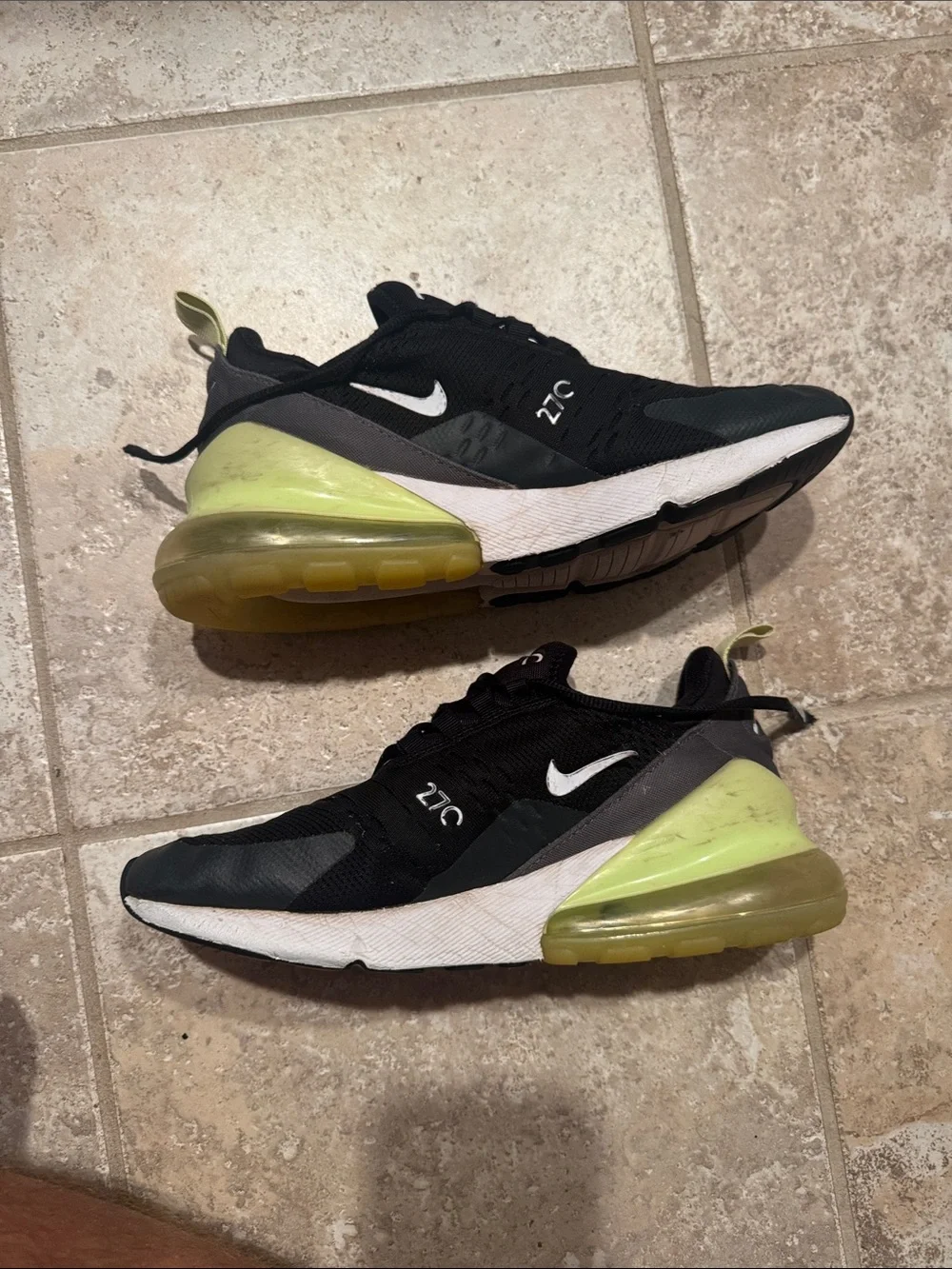 Nike Kids Black Sneakers with Neon Yellow Accent